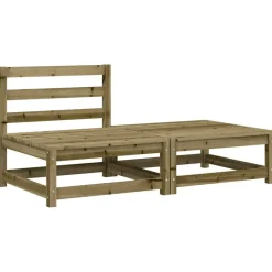 vidaXL Sofá de jardín sin reposabrazos con reposapiés madera de pino Impregnado natural Online