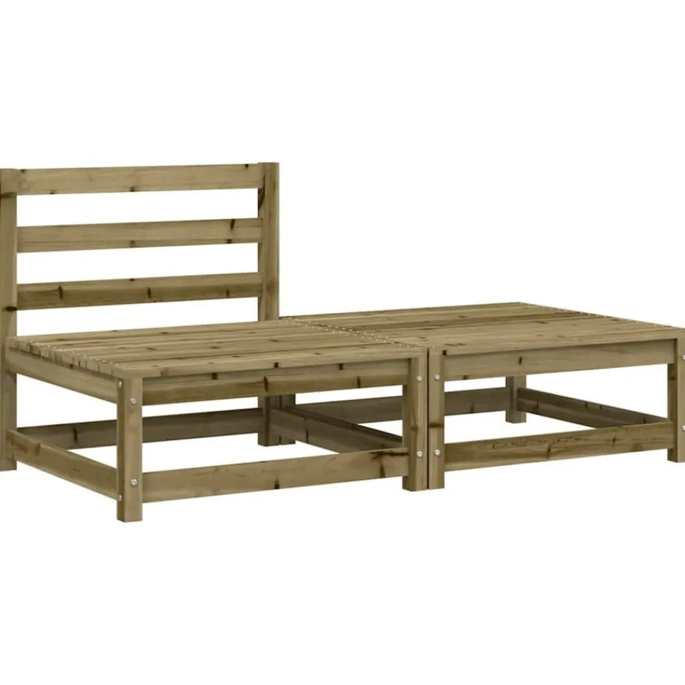 vidaXL Sofá de jardín sin reposabrazos con reposapiés madera de pino Impregnado natural Online