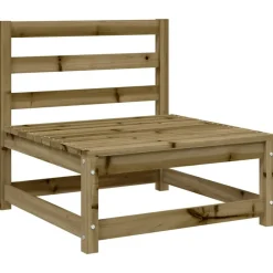 vidaXL Sofá de jardín sin reposabrazos con reposapiés madera de pino Impregnado natural Online