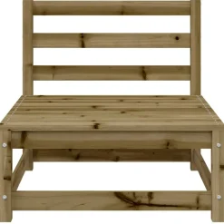 vidaXL Sofá de jardín sin reposabrazos con reposapiés madera de pino Impregnado natural Online