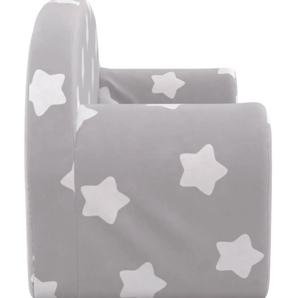Niños vidaXL Mobiliario Para Bebés Y Niños Pequeños-Sofá de niños de 2 plazas felpa suave gris claro con estrellas