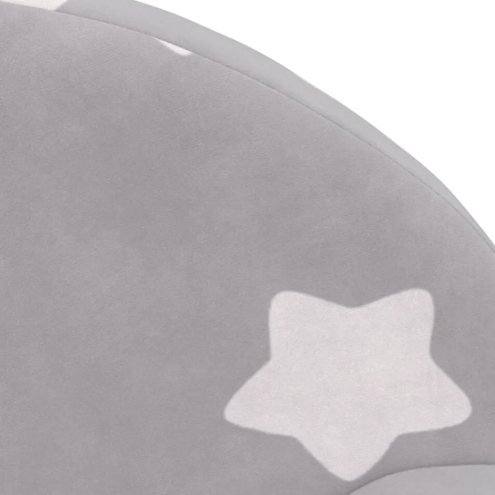 Niños vidaXL Mobiliario Para Bebés Y Niños Pequeños-Sofá de niños de 2 plazas felpa suave gris claro con estrellas