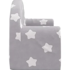 vidaXL Sofá de niños de 2 plazas felpa suave gris claro con estrellas Gris claro y blanco Online