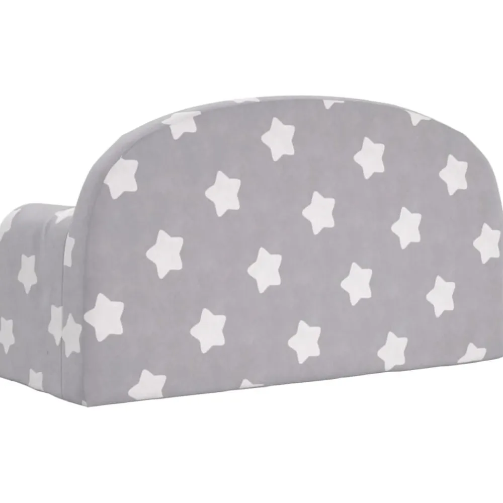 vidaXL Sofá de niños de 2 plazas felpa suave gris claro con estrellas Gris claro y blanco Online