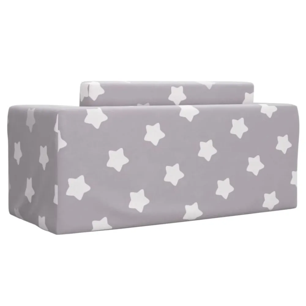 Niños vidaXL Mobiliario Para Bebés Y Niños Pequeños-Sofá de niños de 2 plazas felpa suave gris claro con estrellas