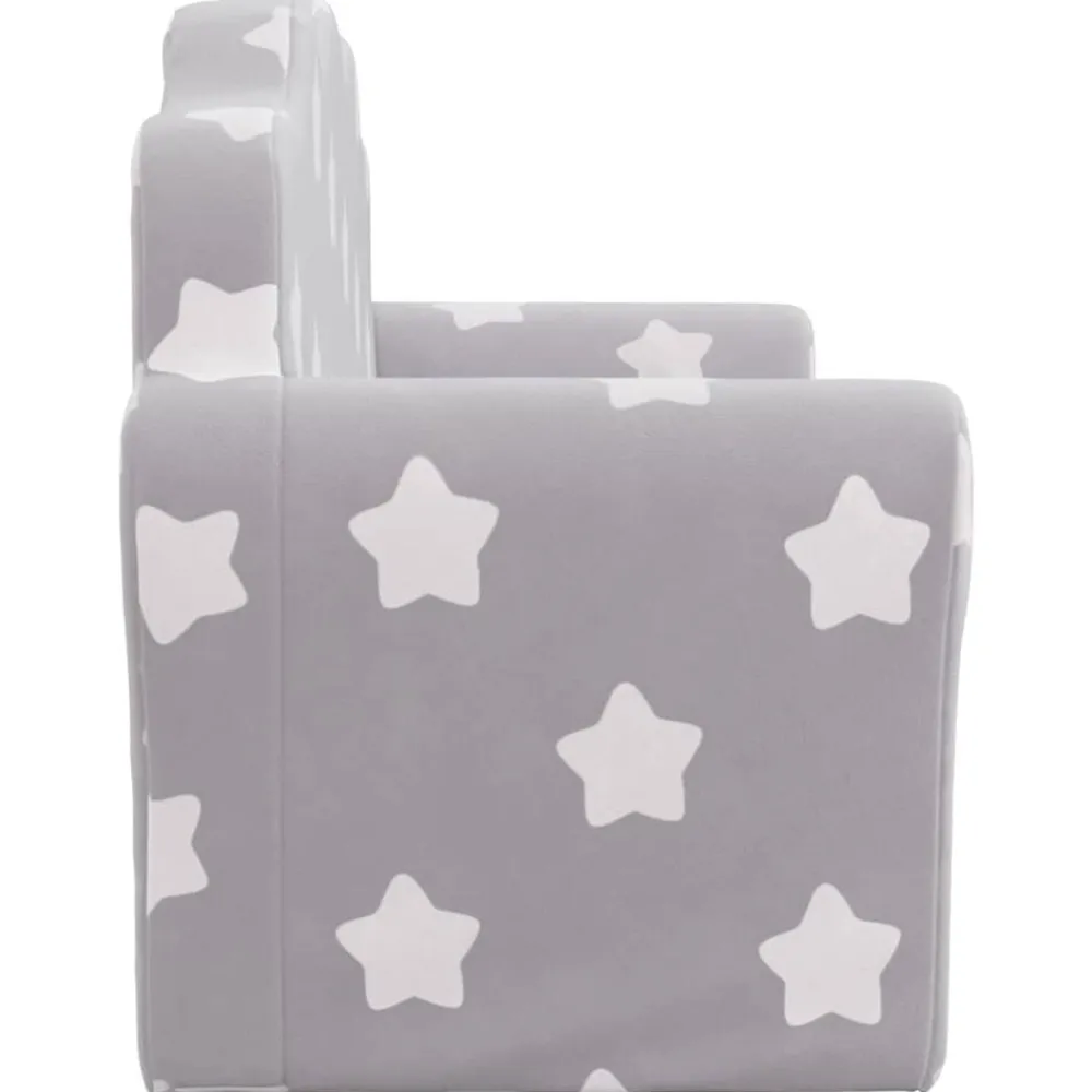 Niños vidaXL Mobiliario Para Bebés Y Niños Pequeños-Sofá de niños de 2 plazas felpa suave gris claro con estrellas