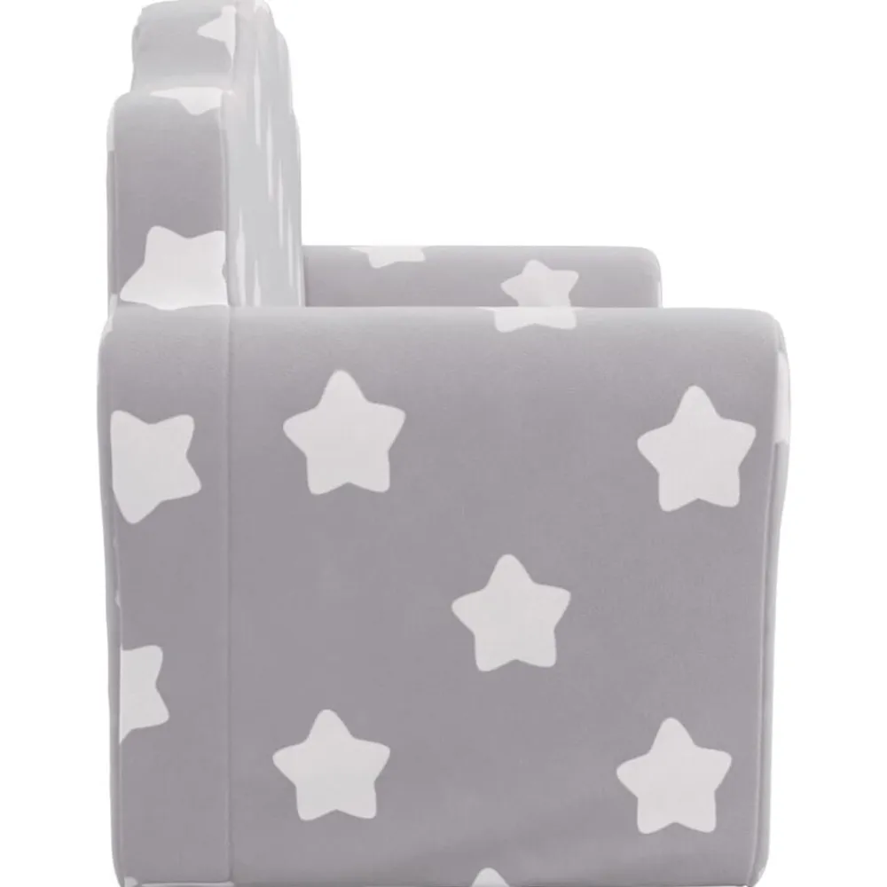 Niños vidaXL Mobiliario Para Bebés Y Niños Pequeños-Sofá de niños de 2 plazas felpa suave gris claro con estrellas