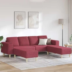 vidaXL Sofás-Sofá de sala 3 pcs Rojo vino 250 x 188 x 76 cm Poliéster