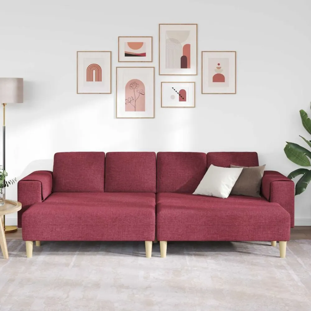 vidaXL Sofás-Sofá de sala 3 pcs Rojo vino 250 x 188 x 76 cm Poliéster