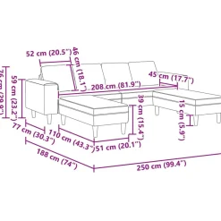 vidaXL Sofás-Sofá de sala 3 pcs Rojo vino 250 x 188 x 76 cm Poliéster
