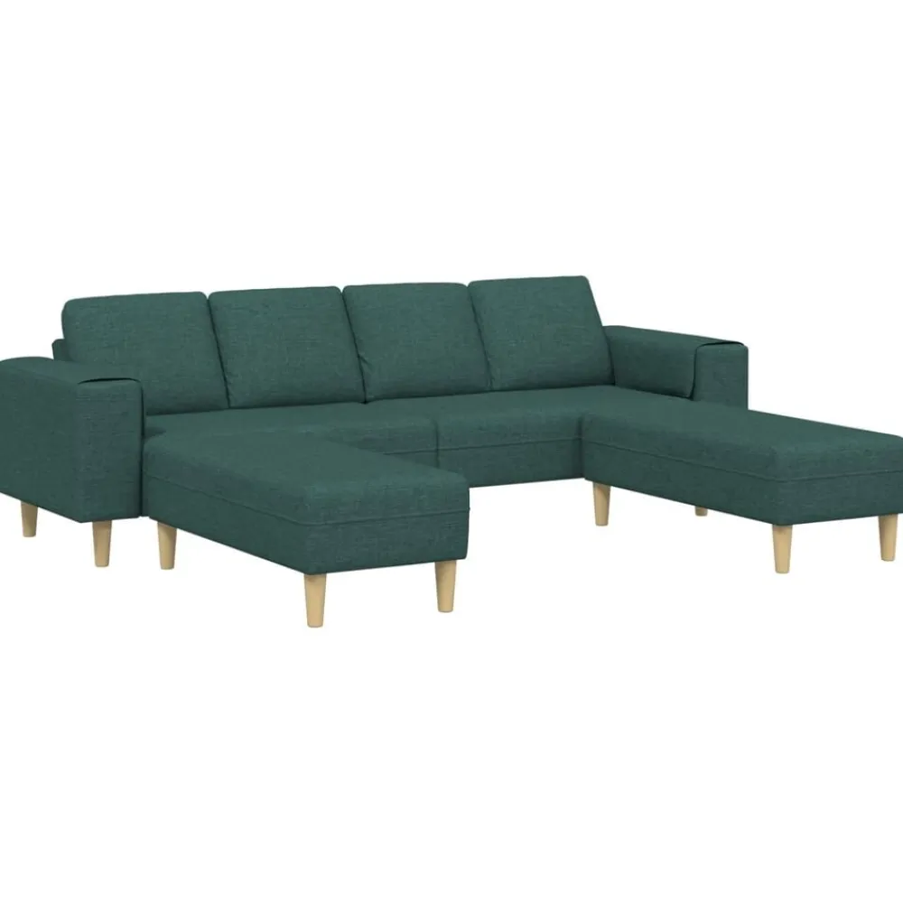 vidaXL Sofás-Sofá de sala 3 pcs Verde oscuro Poliéster