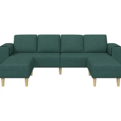 vidaXL Sofás-Sofá de sala 3 pcs Verde oscuro Poliéster