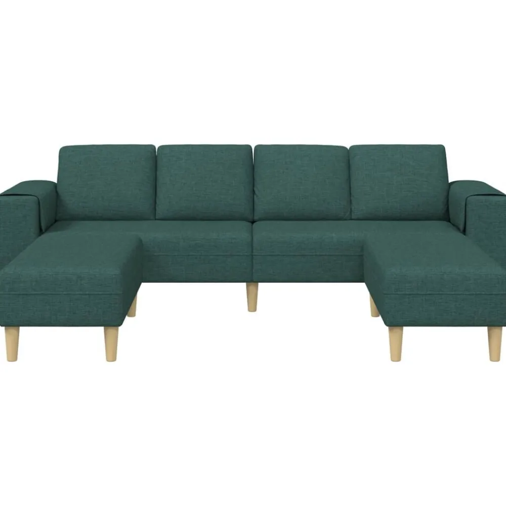 vidaXL Sofás-Sofá de sala 3 pcs Verde oscuro Poliéster