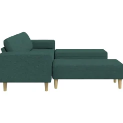 vidaXL Sofás-Sofá de sala 3 pcs Verde oscuro Poliéster