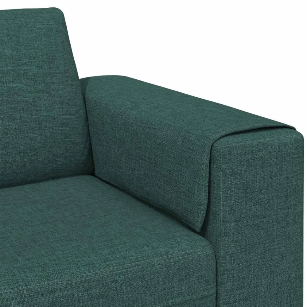 vidaXL Sofás-Sofá de sala 3 pcs Verde oscuro Poliéster