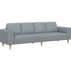 vidaXL Sofá de sala 250 x 77 x 76 cm Poliéster Gris claro Clearance