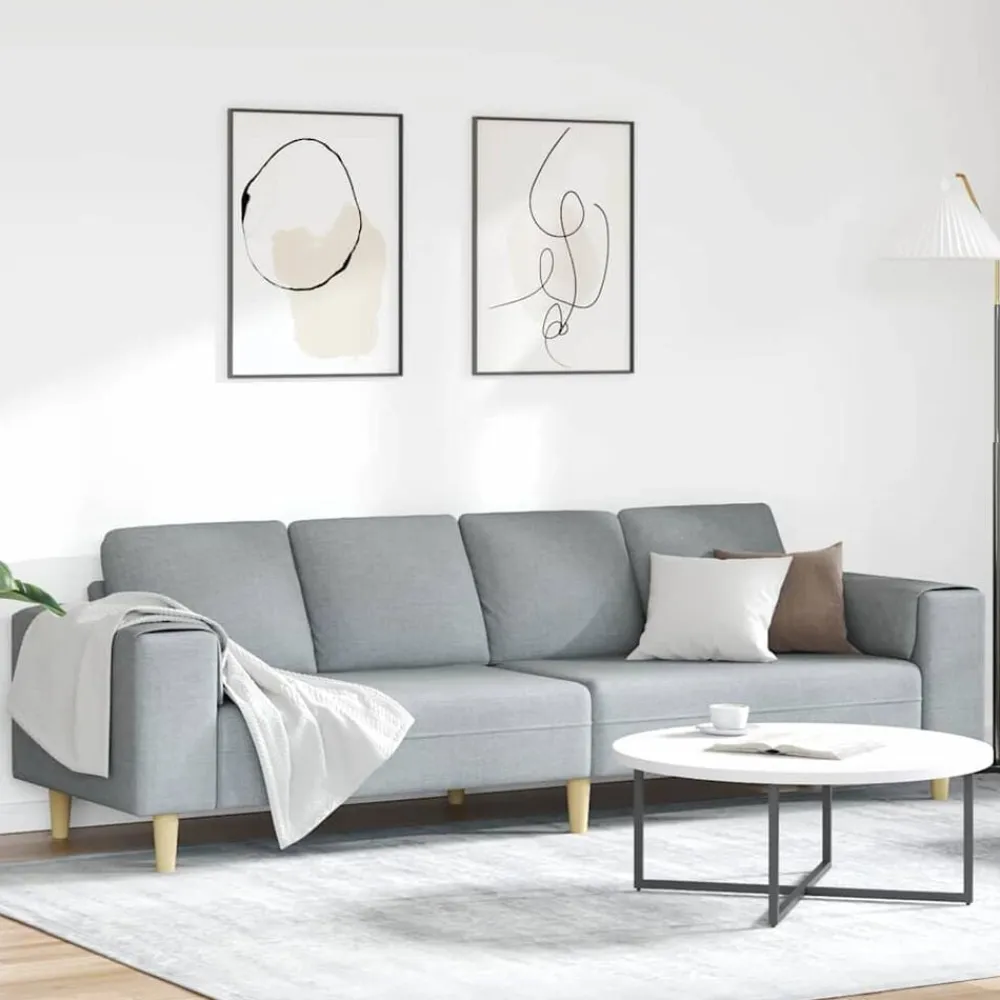 vidaXL Sofá de sala 250 x 77 x 76 cm Poliéster Gris claro Clearance