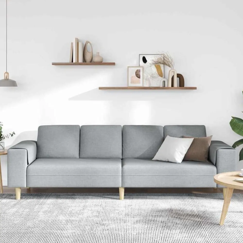 vidaXL Sofá de sala 250 x 77 x 76 cm Poliéster Gris claro Clearance
