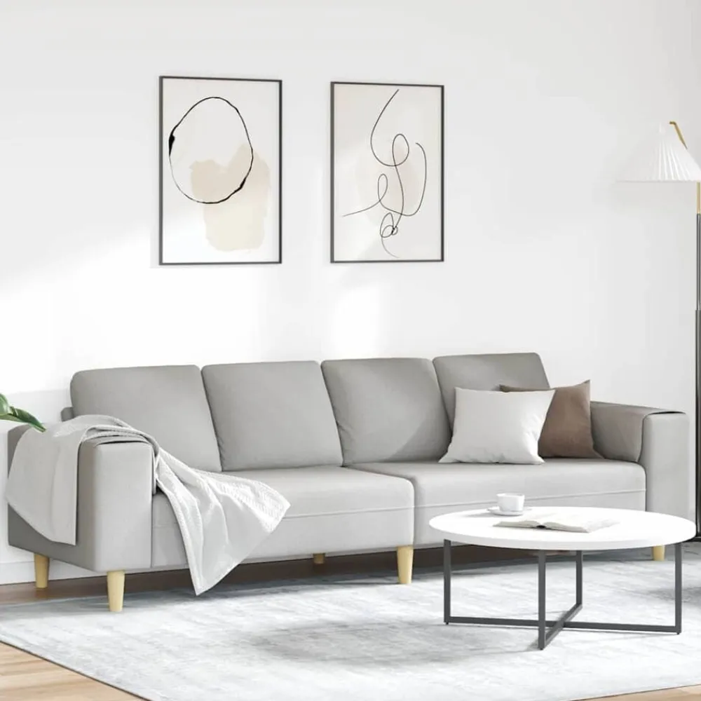 vidaXL Sofá de sala 250 x 77 x 76 cm Poliéster Gris nube Discount