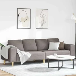 vidaXL Sofá de sala 250 x 77 x 76 cm Poliéster Taupé Hot