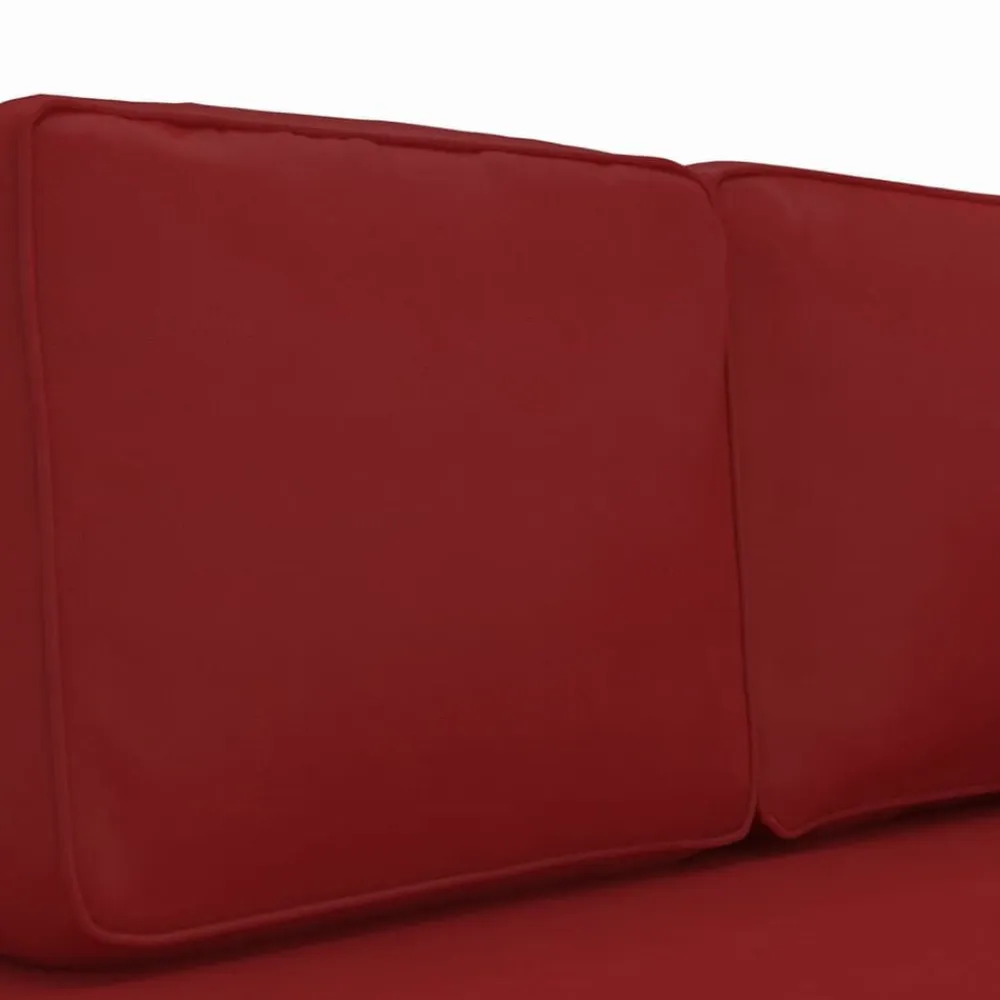 vidaXL Sofás-Sofá diván cojines y cojín de cabeza cuero sintético rojo tinto