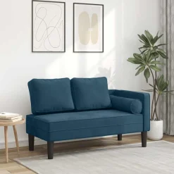 vidaXL Sofá diván con cojines terciopelo Azul Discount