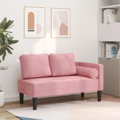 vidaXL Sofá diván con cojines terciopelo Rosa