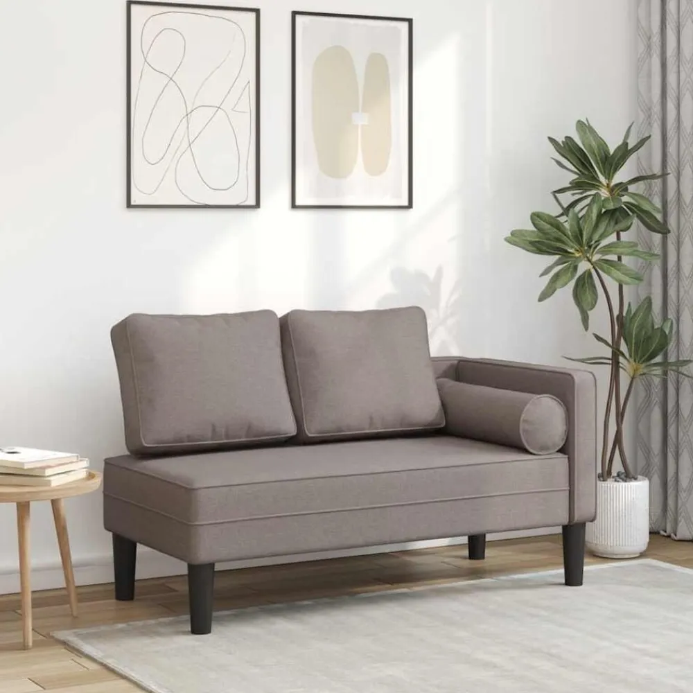 vidaXL Sillas-Sofá diván con cojines tela gris taupe