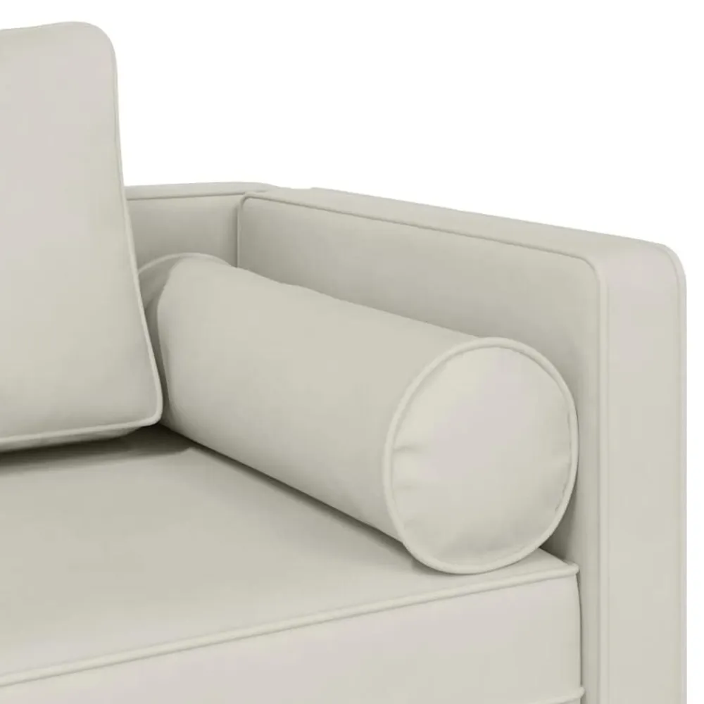 vidaXL Sofá diván con cojines terciopelo Crema Clearance