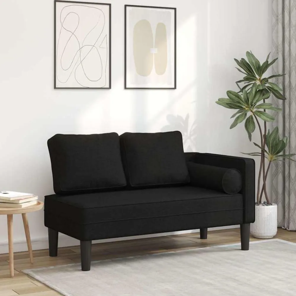 vidaXL Sofá diván con cojines tela Negro Best