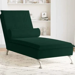 vidaXL Sillas-Sofá diván de masaje con cojín de terciopelo gris oscuro