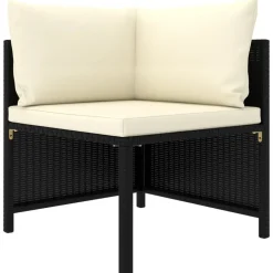 vidaXL Muebles De Jardín-Sofá esquinero seccional con cojines ratán sintético