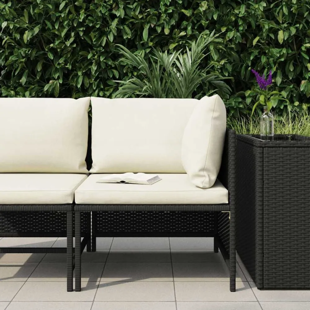 vidaXL Muebles De Jardín-Sofá esquinero seccional con cojines ratán sintético