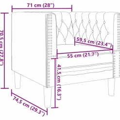 vidaXL Sofás-Sofá 74,5 x 71 x 70,5 cm Terciopelo