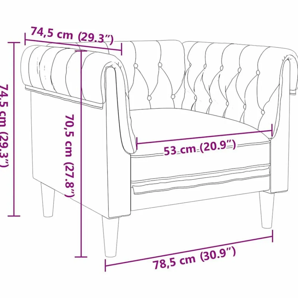 vidaXL Sofás-Sofá 78,5 x 74,5 x 74,5 cm Poliéster