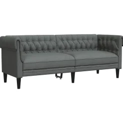 vidaXL Sofá 201,5 x 74,5 x 74,5 cm Poliéster Gris oscuro Discount