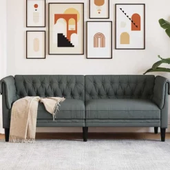 vidaXL Sofá 201,5 x 74,5 x 74,5 cm Poliéster Gris oscuro Discount