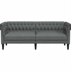vidaXL Sofá 201,5 x 74,5 x 74,5 cm Poliéster Gris oscuro Discount