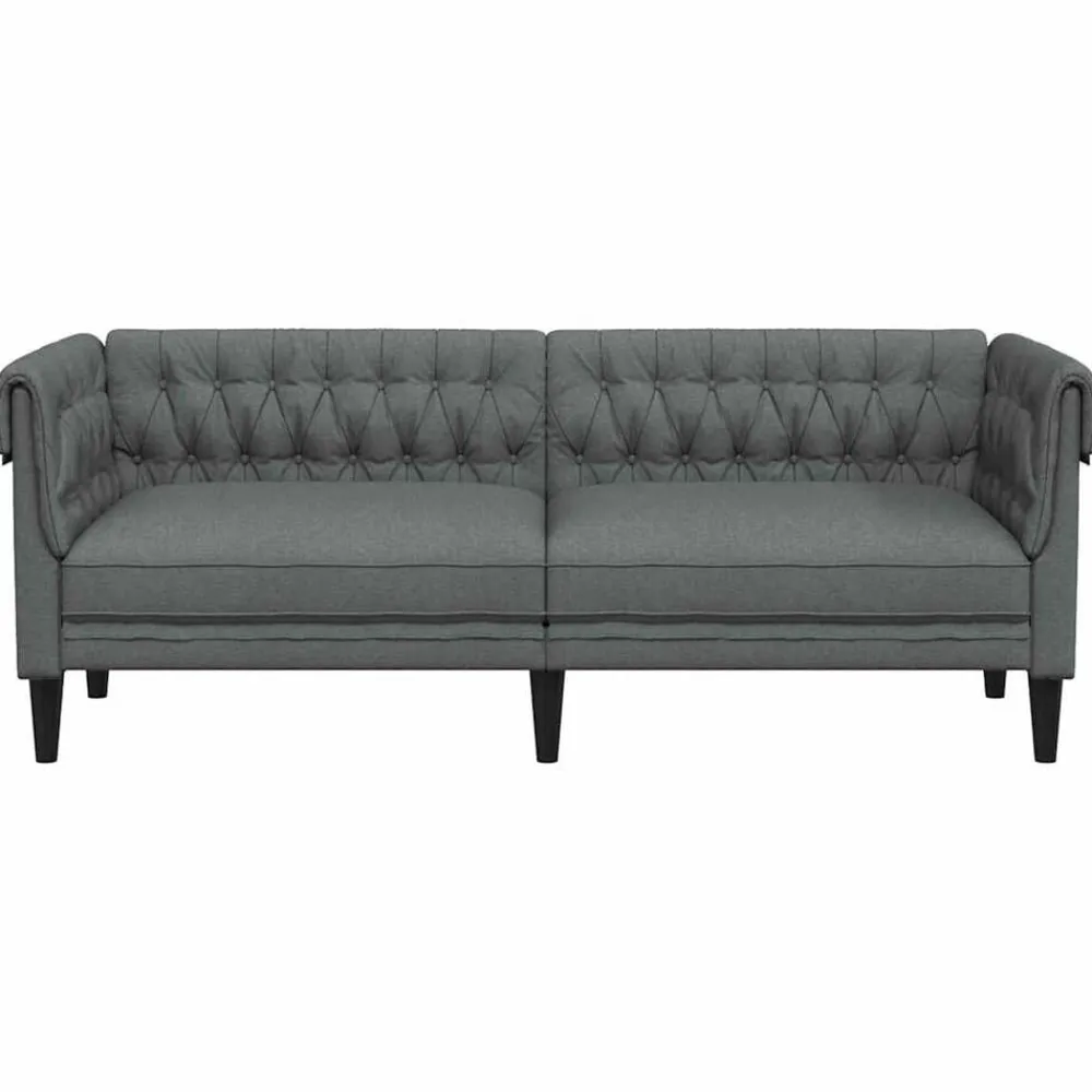 vidaXL Sofá 201,5 x 74,5 x 74,5 cm Poliéster Gris oscuro Discount