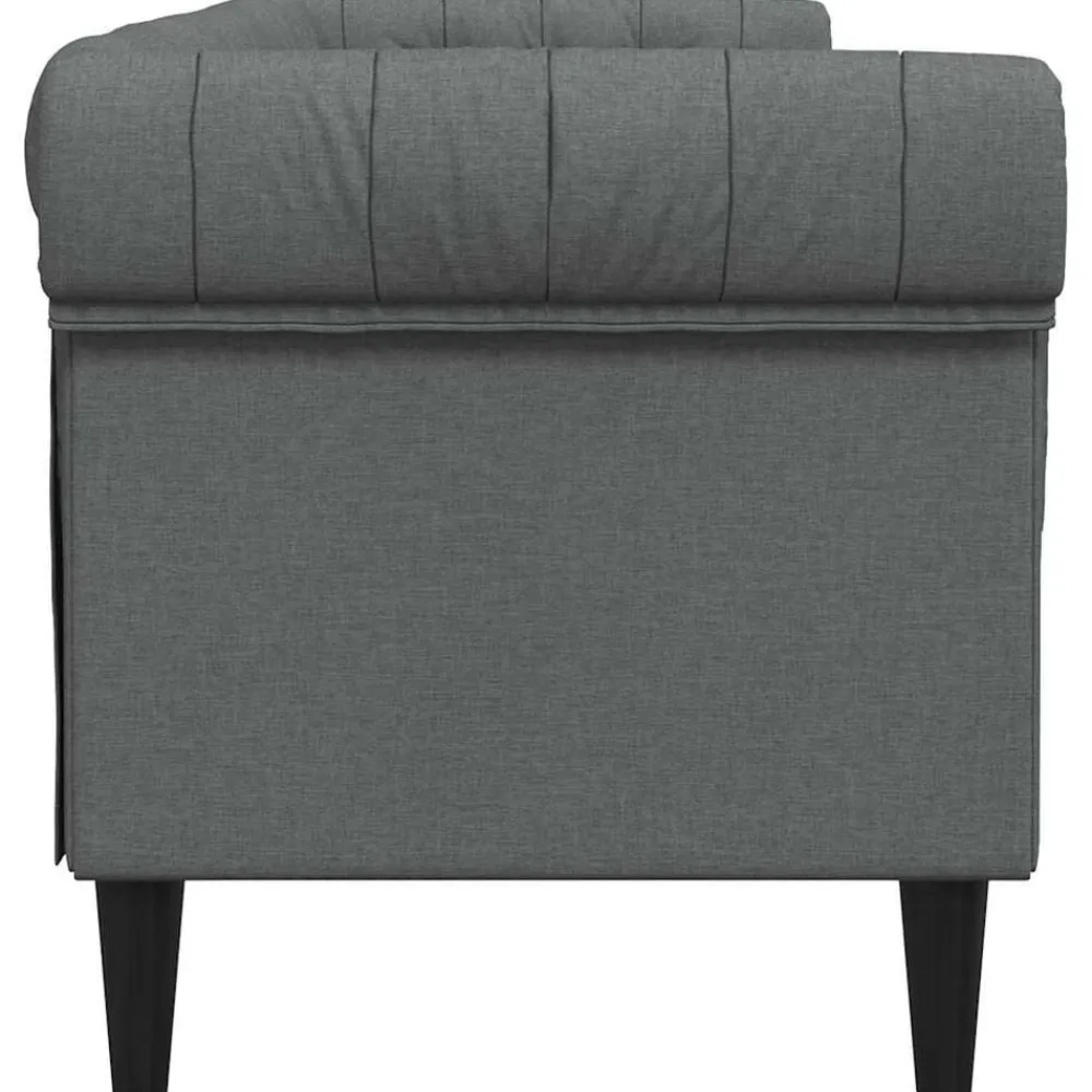 vidaXL Sofá 201,5 x 74,5 x 74,5 cm Poliéster Gris oscuro Discount