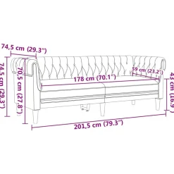 vidaXL Sofá 201,5 x 74,5 x 74,5 cm Poliéster Gris oscuro Discount