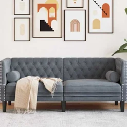 vidaXL Sofá 174 x 74,5 x 70,5 cm Terciopelo Gris oscuro Online
