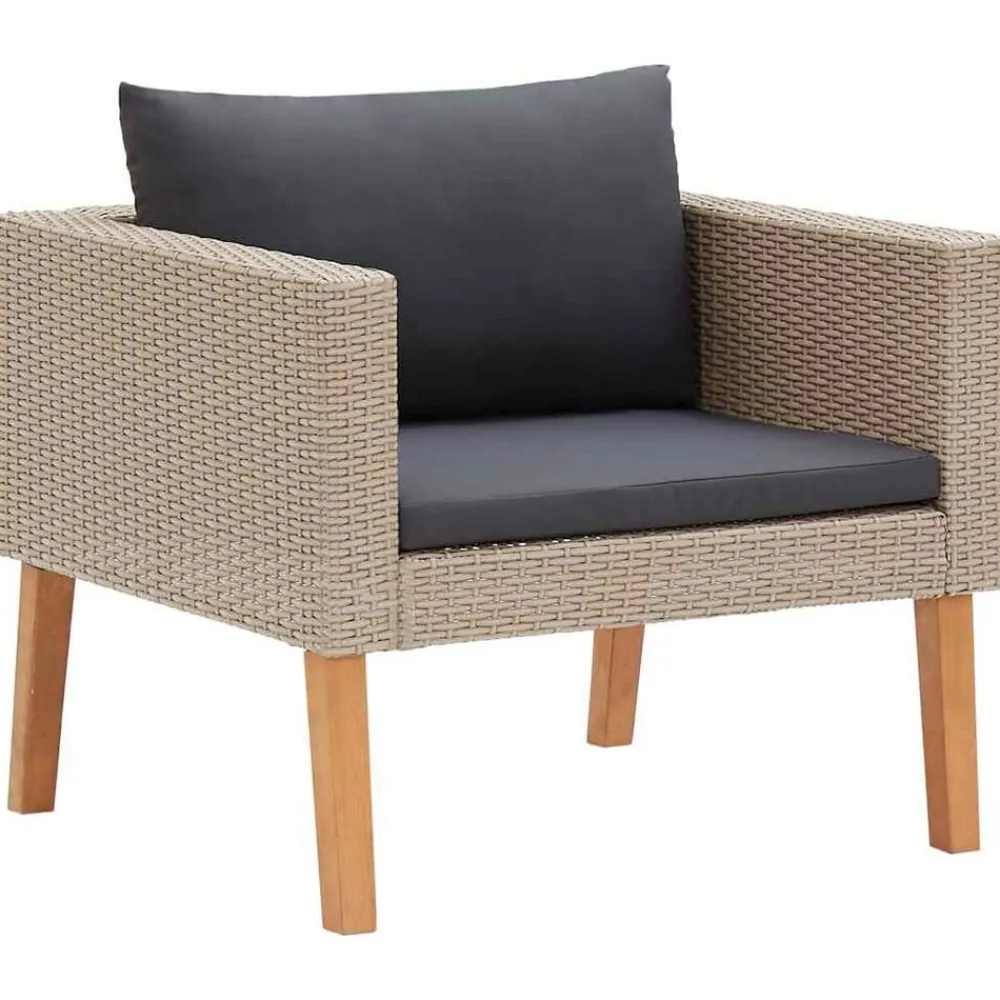 vidaXL Sofá individual de jardín con cojines ratán sintético Beige Sale