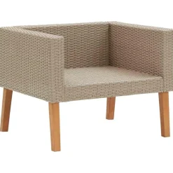 vidaXL Sofá individual de jardín con cojines ratán sintético Beige Sale