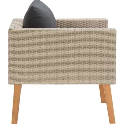 vidaXL Sofá individual de jardín con cojines ratán sintético Beige Sale