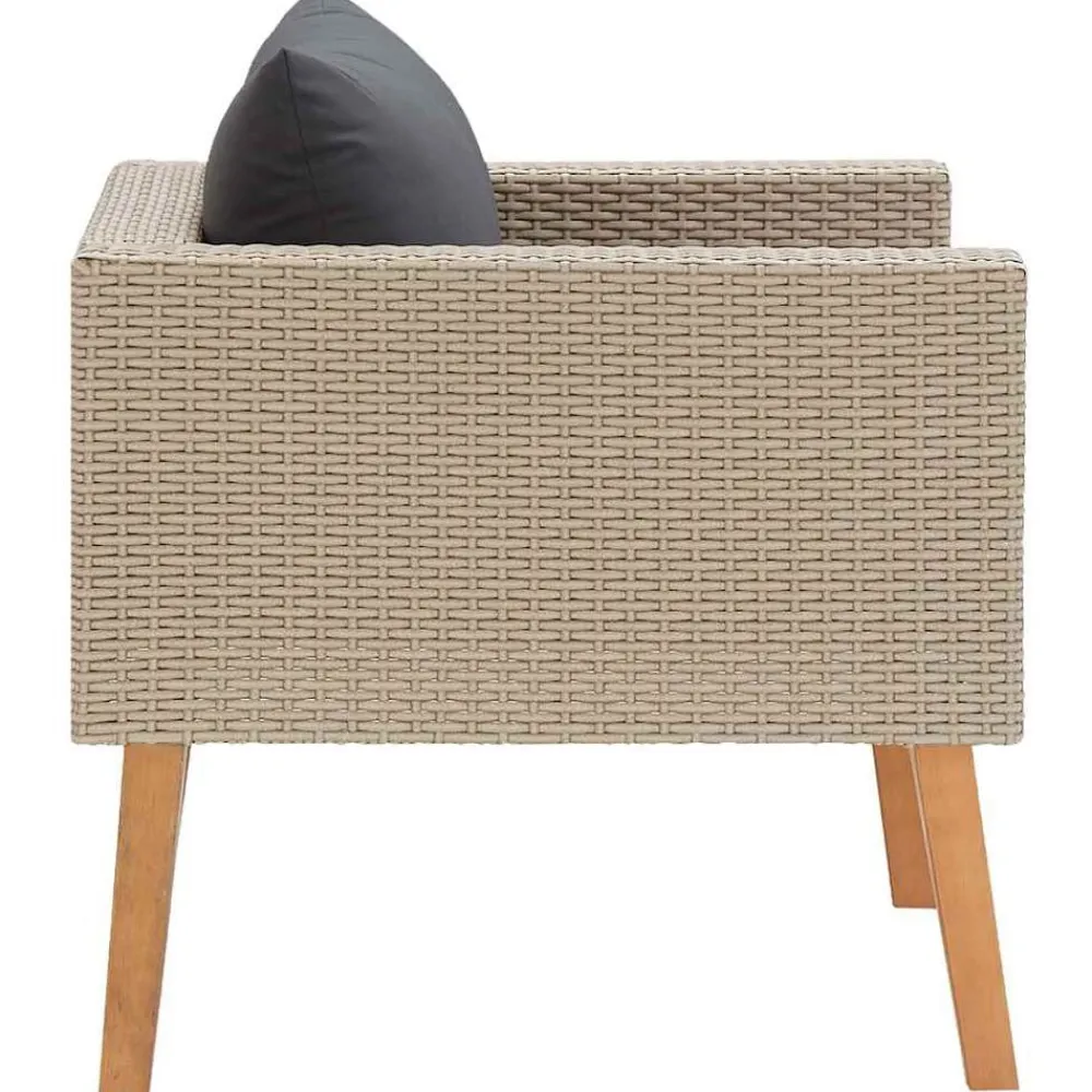 vidaXL Sofá individual de jardín con cojines ratán sintético Beige Sale