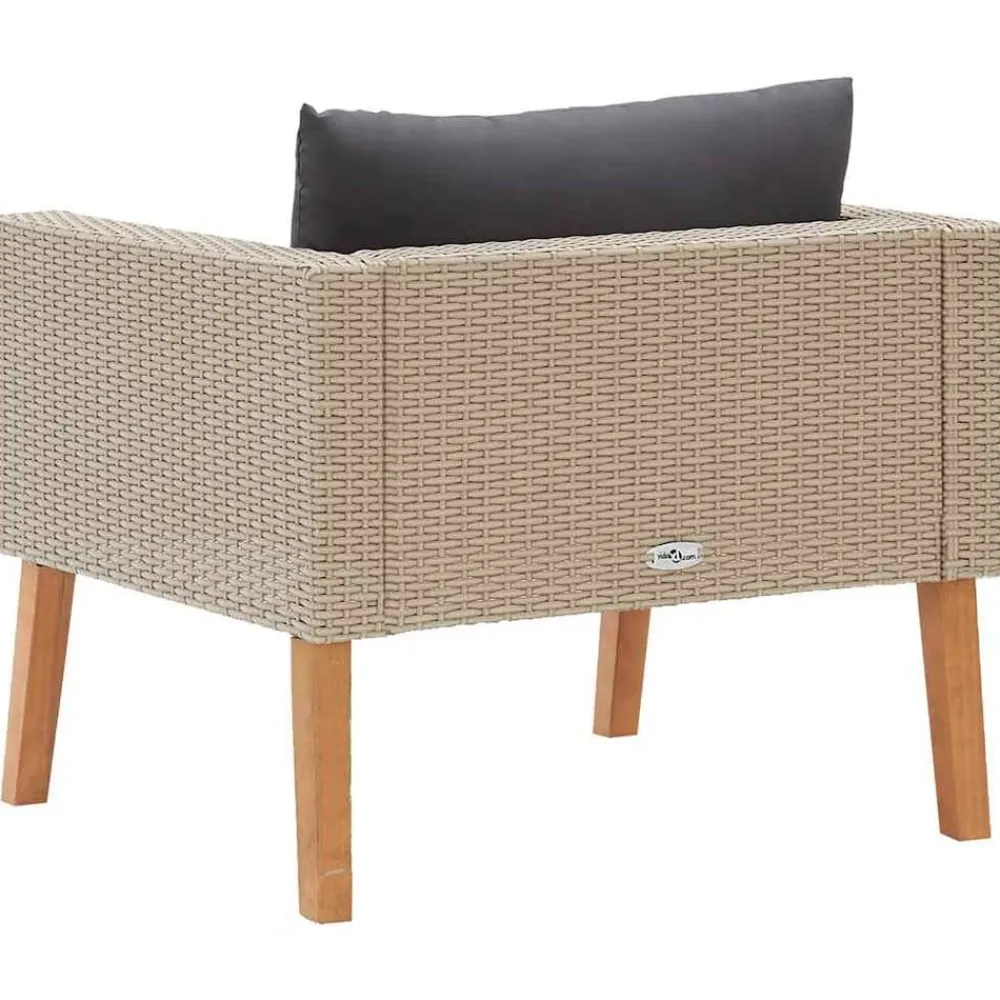 vidaXL Sofá individual de jardín con cojines ratán sintético Beige Sale