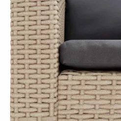 vidaXL Sofá individual de jardín con cojines ratán sintético Beige Sale