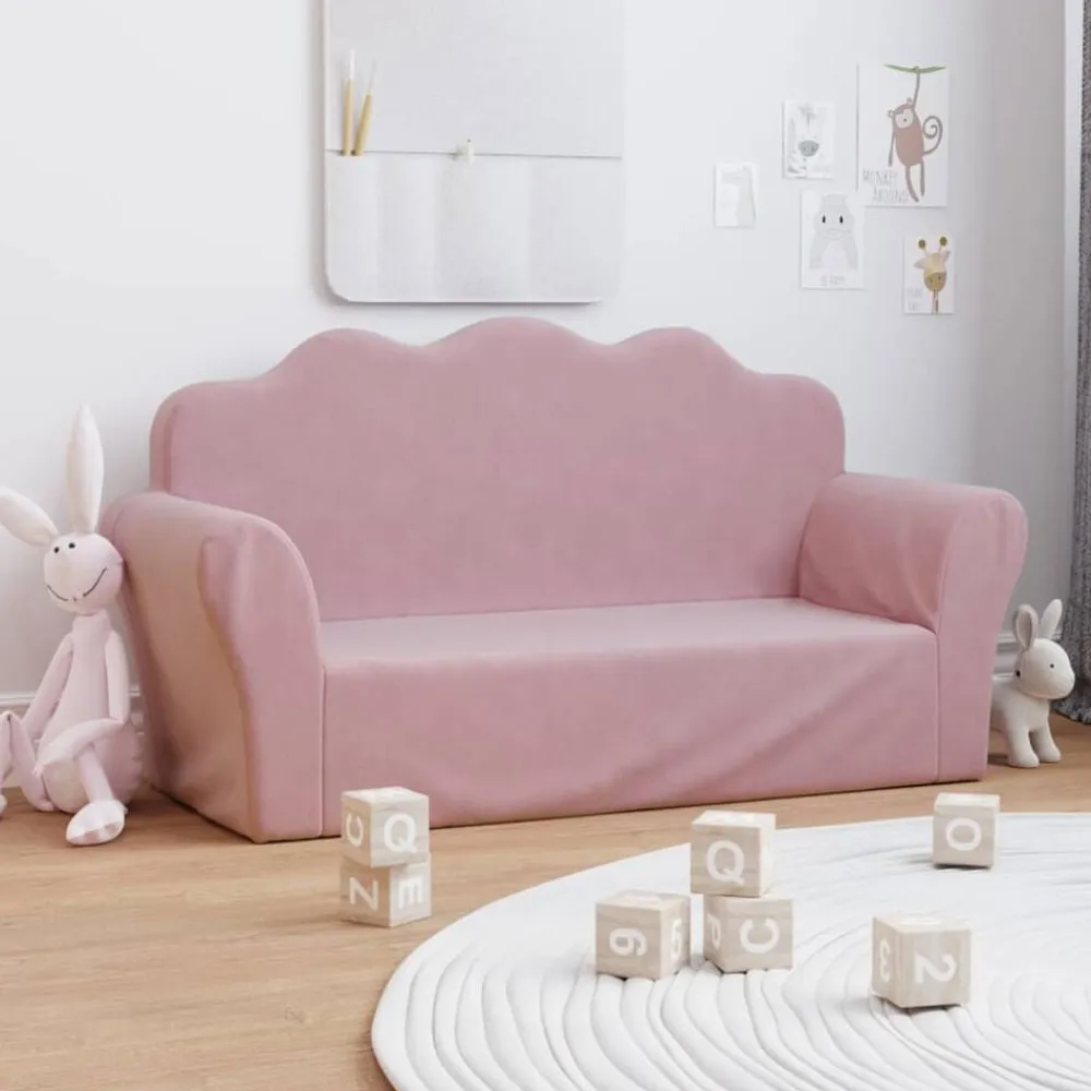 Niños vidaXL Mobiliario Para Bebés Y Niños Pequeños-Sofá infantil de 2 plazas de felpa suave