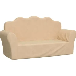 vidaXL Sofá infantil de 2 plazas de felpa suave color Crema Discount